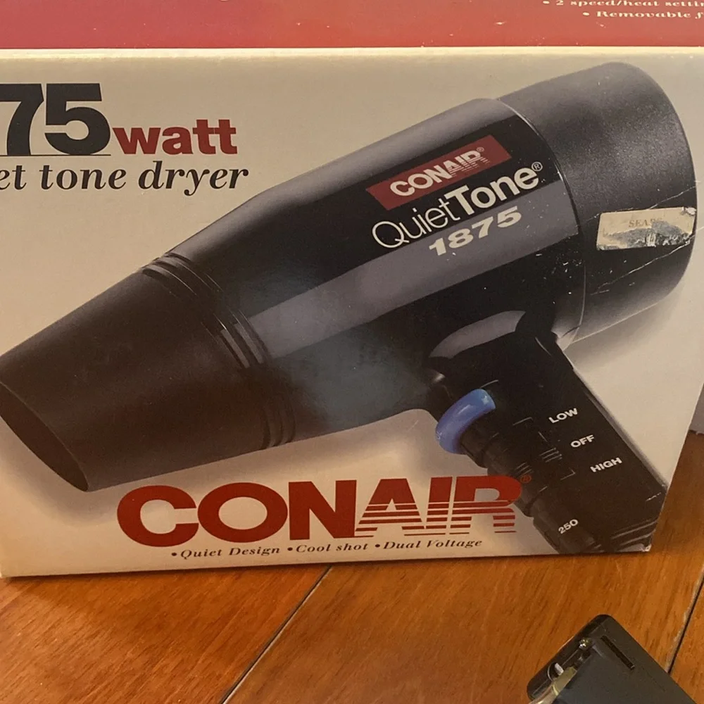 Conair Black QuietTone 1875 Watt Hair Dryer open box low/high settings
